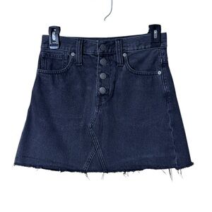 Madewell Button Fly Y2K Denim Mini Skirt Size 23 Black‎ Y2K 90s Festival Grunge